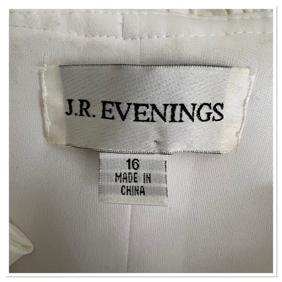 J.R. Evenings Ruffle Neck Long Sheer Sleeve Polyester Nylon Blend Blouse Sz 16 - Picture 6 of 7